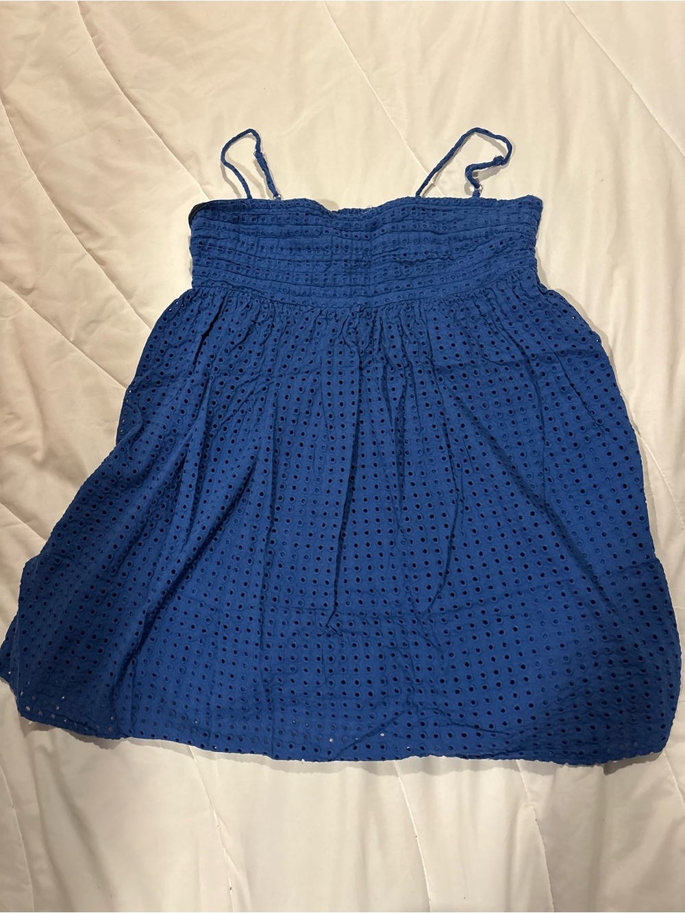 Rewind Royal Blue Eyelet Smocked Tank size XL